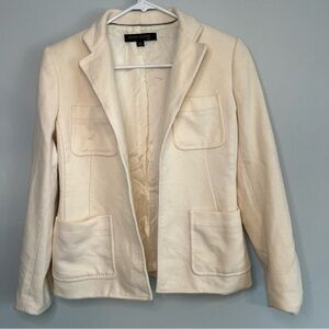 Anne Klein Women's Wool Angora Open Front Blazer Ivory Petite Size 2 Fall Casual